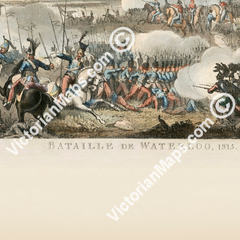 Antique Battle Of Waterloo print panoramic engraving W. Heath M. Dubourg 1818 art poster wall décor canvas gift