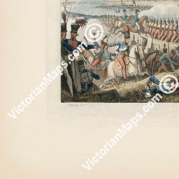 Antique Battle Of Waterloo print panoramic engraving W. Heath M. Dubourg 1818 art poster wall décor canvas gift