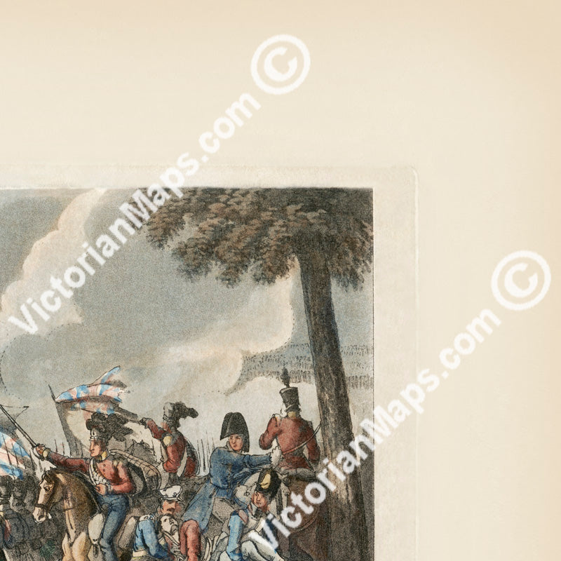 Antique Battle Of Waterloo print panoramic engraving W. Heath M. Dubourg 1818 art poster wall décor canvas gift