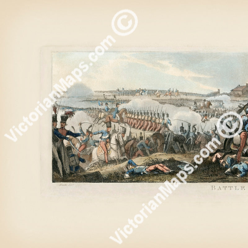 Antique Battle Of Waterloo print panoramic engraving W. Heath M. Dubourg 1818 art poster wall décor canvas gift