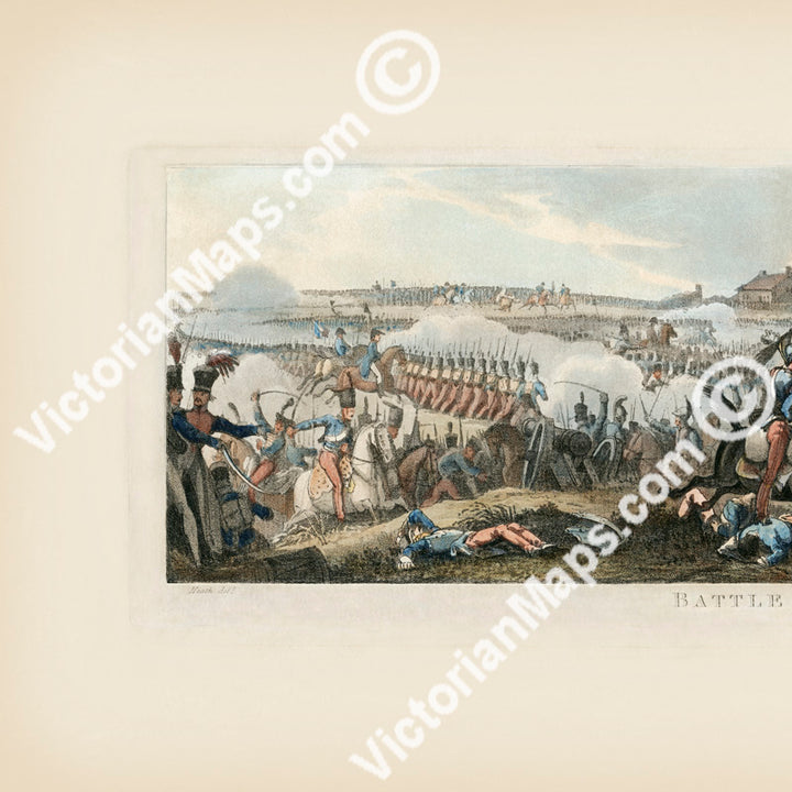 Antique Battle Of Waterloo print panoramic engraving W. Heath M. Dubourg 1818 art poster wall décor canvas gift