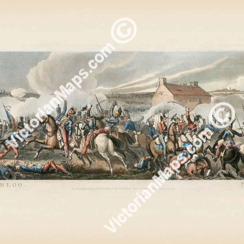 Antique Battle Of Waterloo print panoramic engraving W. Heath M. Dubourg 1818 art poster wall décor canvas gift