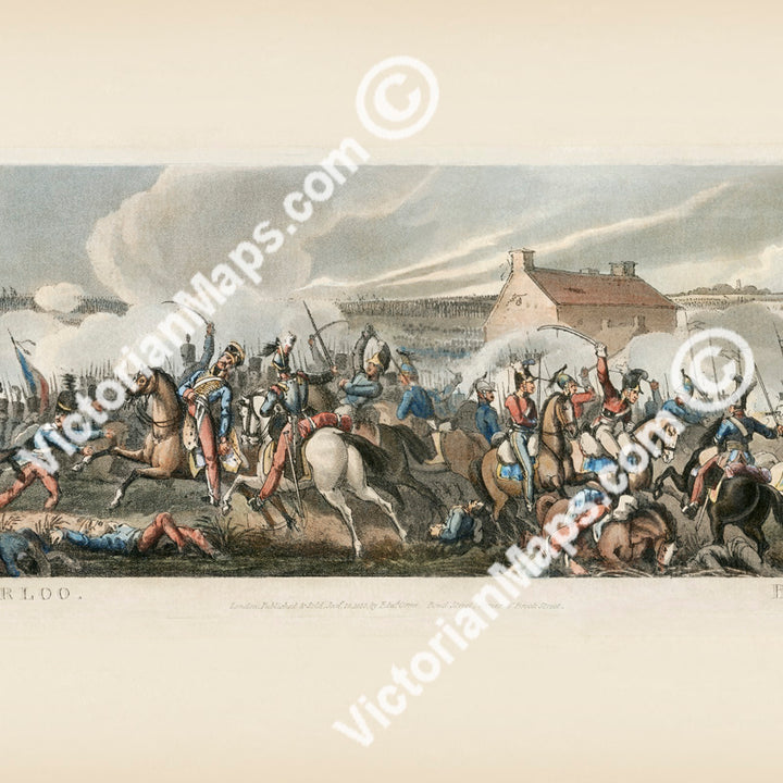 Antique Battle Of Waterloo print panoramic engraving W. Heath M. Dubourg 1818 art poster wall décor canvas gift