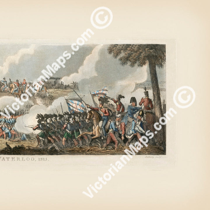 Antique Battle Of Waterloo print panoramic engraving W. Heath M. Dubourg 1818 art poster wall décor canvas gift