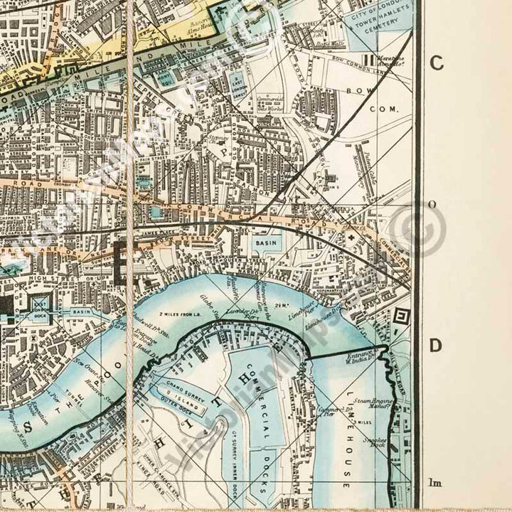 Whitbread's New Plan of London - a map of Victorian London by Josiah Whitbread, 1858 art print poster canvas gift