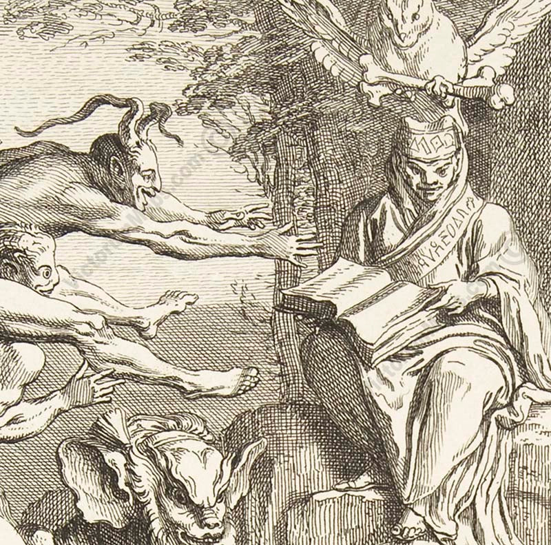 Witches' Sabbath II  - an occult engraving print by Claude Gillot, 1700 art poster canvas gift