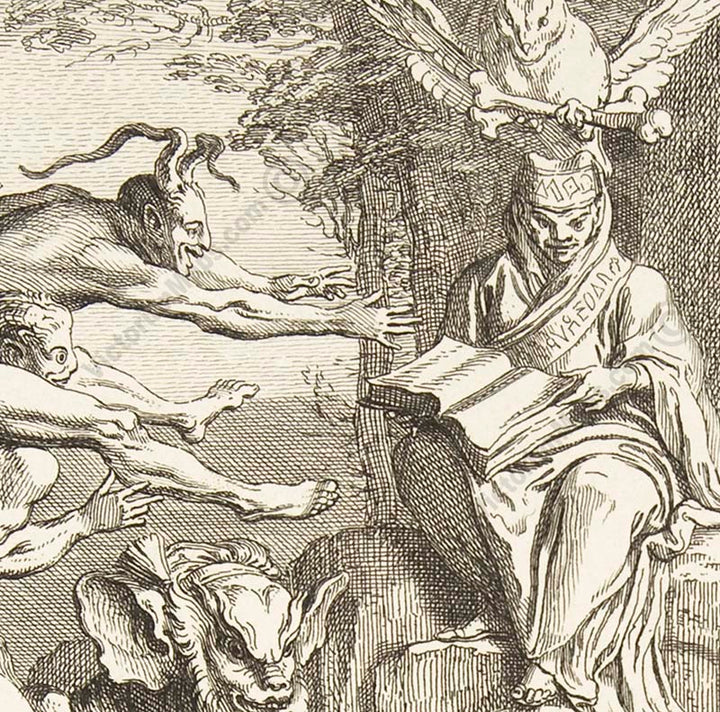 Witches' Sabbath II  - an occult engraving print by Claude Gillot, 1700 art poster canvas gift