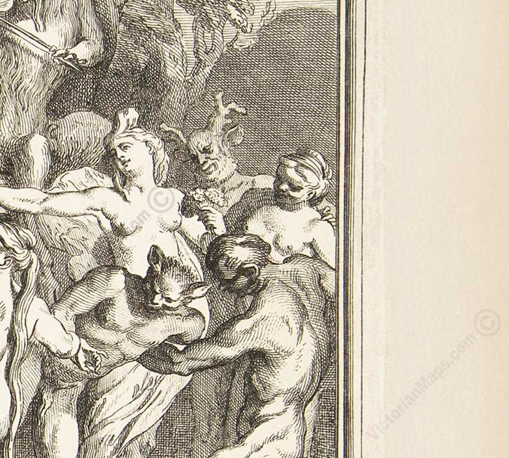 Witches' Sabbath II  - an occult engraving print by Claude Gillot, 1700 art poster canvas gift