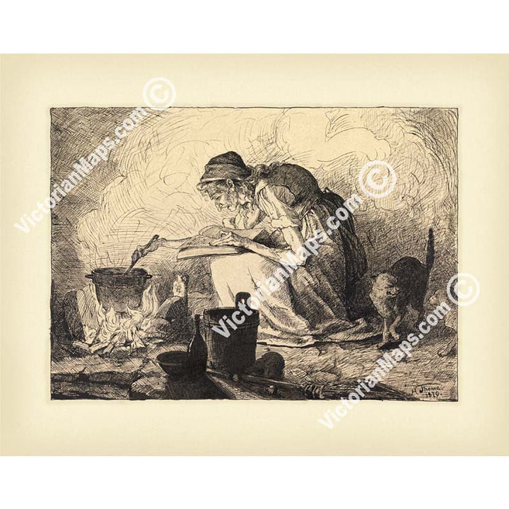 The Witch Die Hexe La Sorcière Witch's kitchen - an engraved print by Hans Thoma, 1870 art poster canvas gift