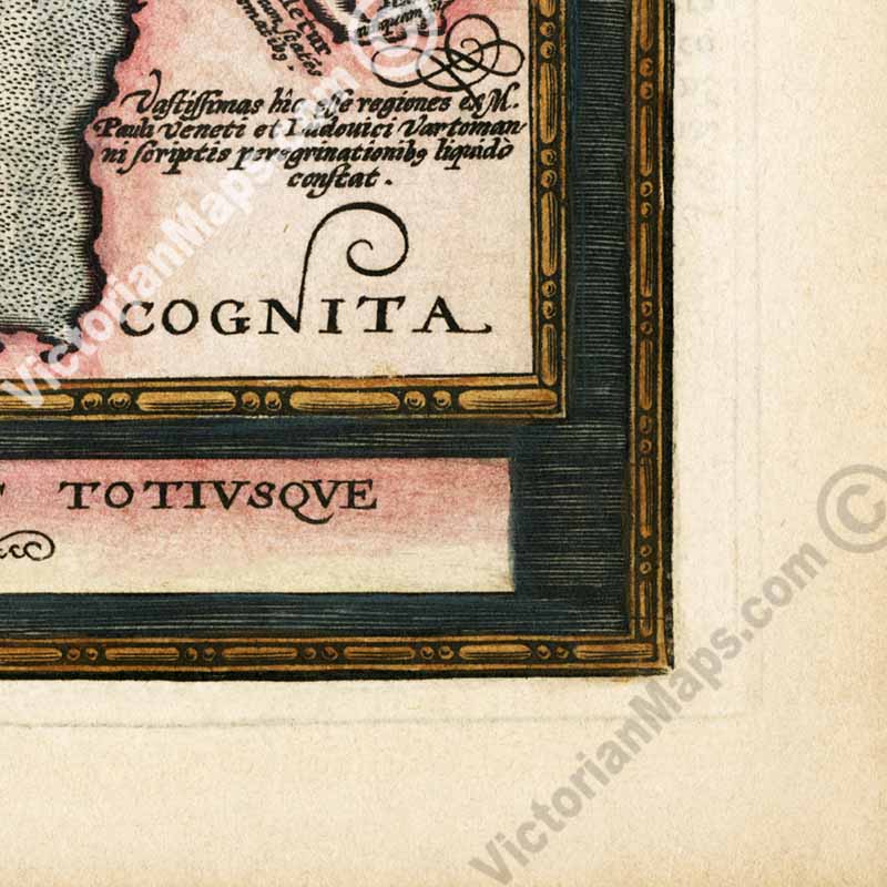 Typus Orbis Terrarium - an Elizabethan world map with Jesus Christ inset showing mythical lands by Matthias Quad, 1596 art print poster canvas gift
