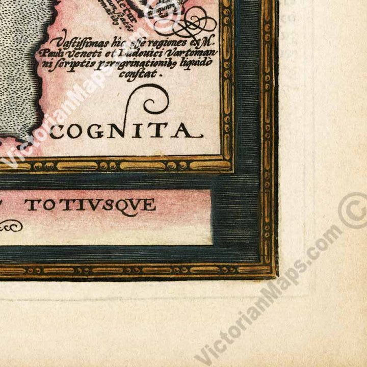 Typus Orbis Terrarium - an Elizabethan world map with Jesus Christ inset showing mythical lands by Matthias Quad, 1596 art print poster canvas gift