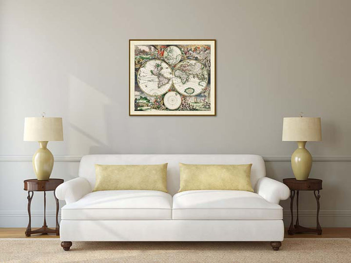 Map of the World Nova Totius Terrarium Orbis Tabula by Gerardus van Schagen & Frederic de Wit, 1689 art print poster canvas gift