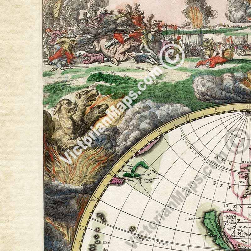 Map of the World Nova Totius Terrarium Orbis Tabula by Gerardus van Schagen & Frederic de Wit, 1689 art print poster canvas gift