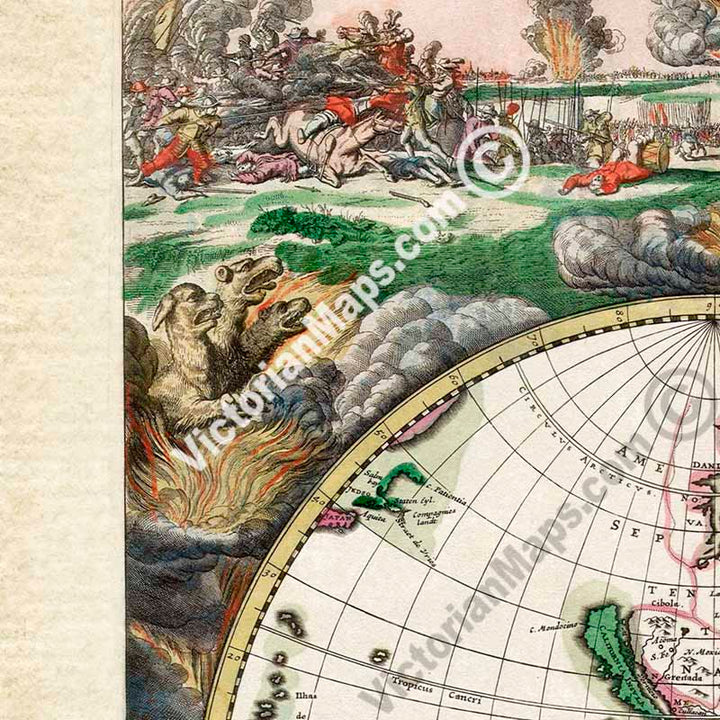 Map of the World Nova Totius Terrarium Orbis Tabula by Gerardus van Schagen & Frederic de Wit, 1689 art print poster canvas gift